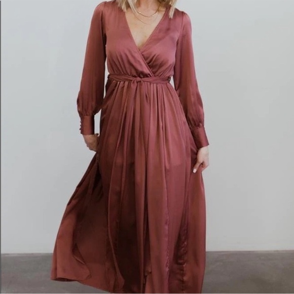 Baltic Born Jenna Dark Mauve Satin Maxi Dress - Small - NWOT - Picture 4 of 7